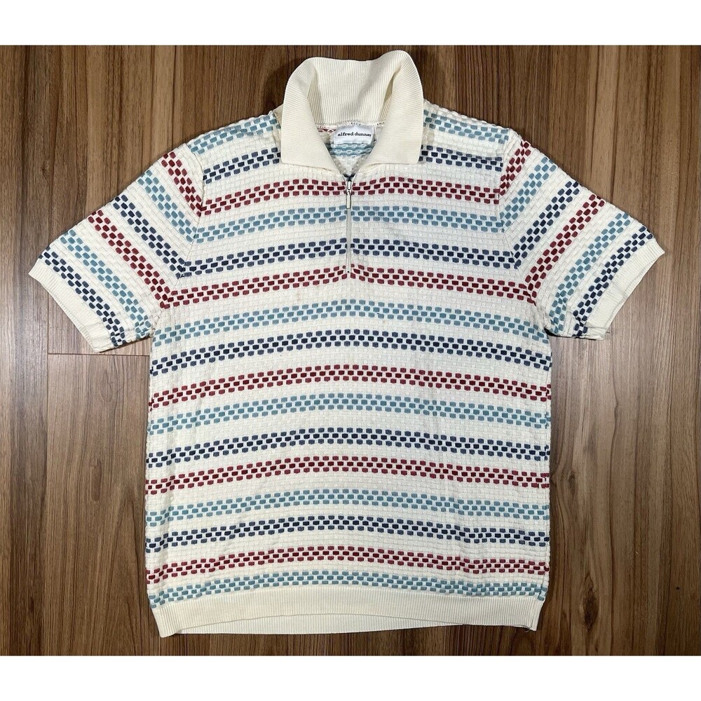 Alfred Dunner Vintage Made In USA Women's 1/4 Zip Colorful Collared Shirt XL